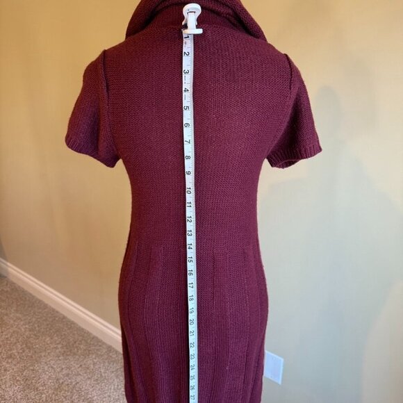 George Sweater Dress burgundy short sleeved sheath bodycon cowl neck Size M - Picture 7 of 13
